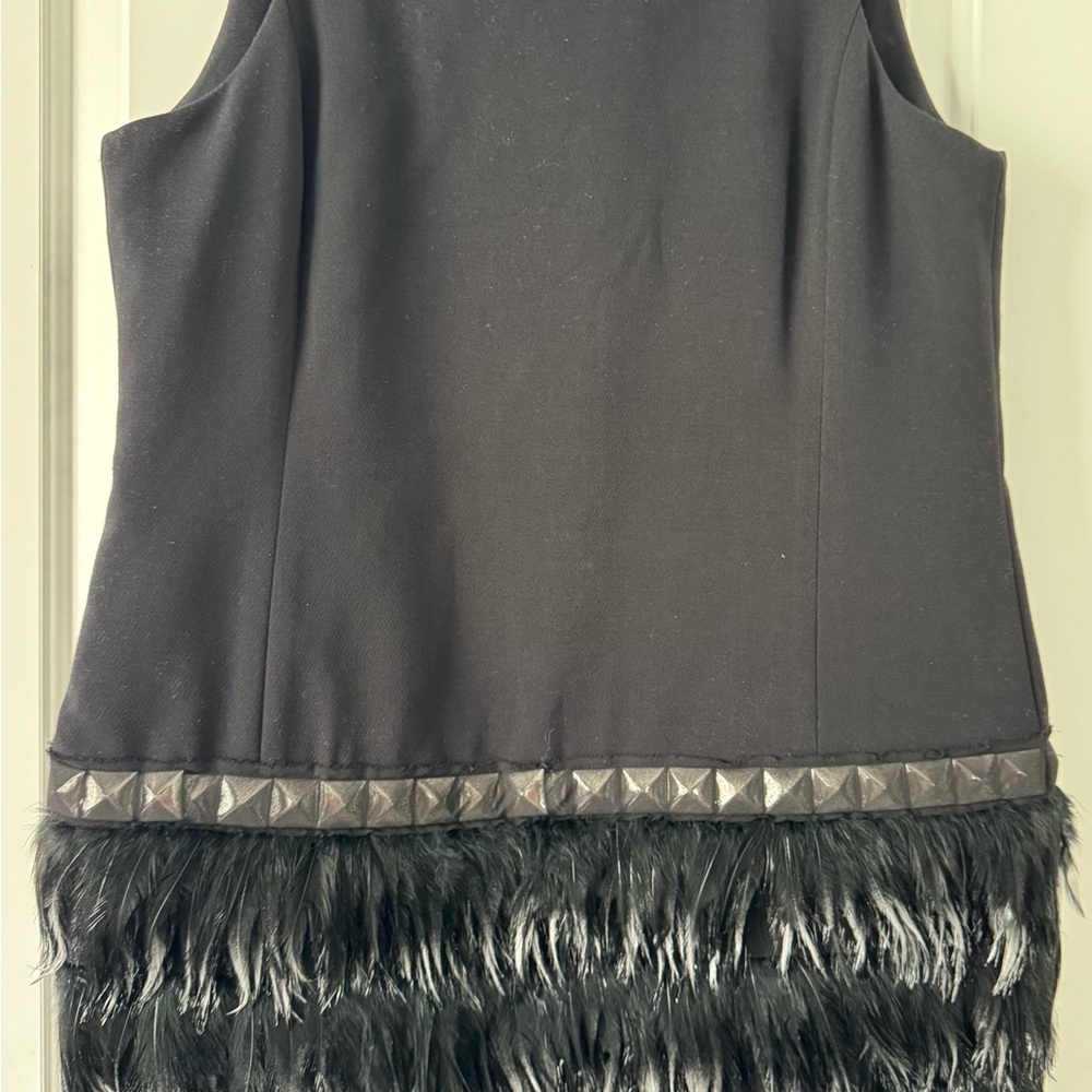 Michael Kors Black Sleeveless dress with ostrich feathers